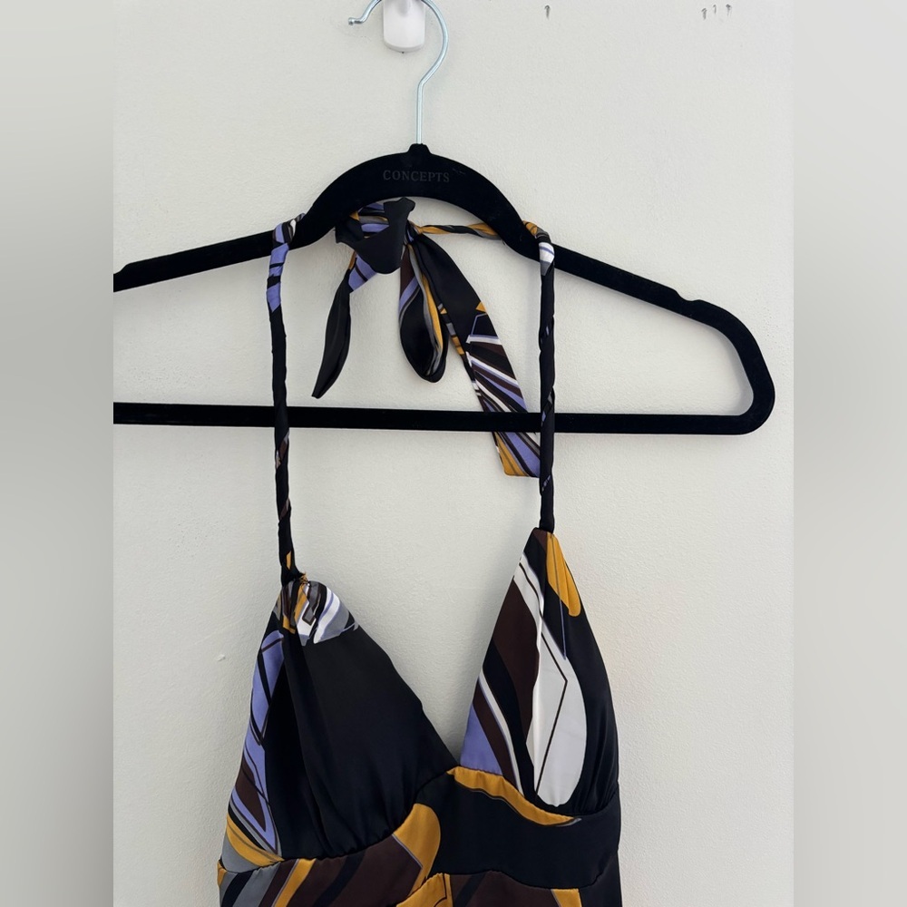 Vintage Satin Multi Colour Patterned Dress - Picture 6 of 10